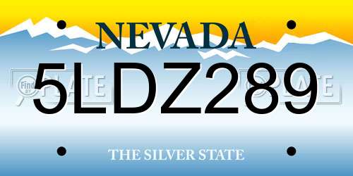5LDZ289 Nevada License Plate