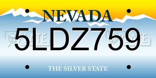 5LDZ759 Nevada License Plate