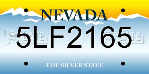 5LF2165 Nevada License Plate