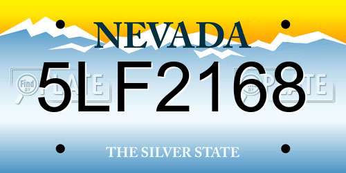5LF2168 Nevada License Plate