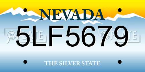 5LF5679 Nevada License Plate