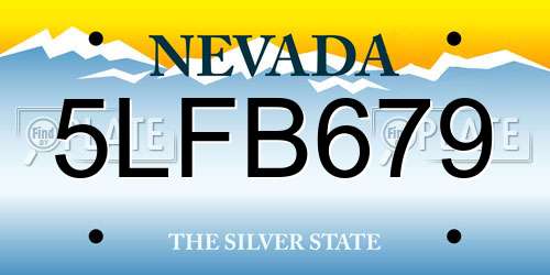 5LFB679 Nevada License Plate