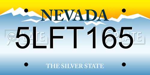 5LFT165 Nevada License Plate
