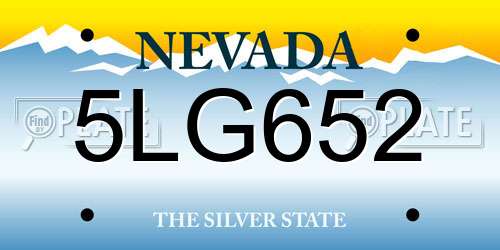 5LG652 Nevada License Plate