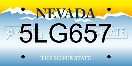 5LG657 Nevada License Plate