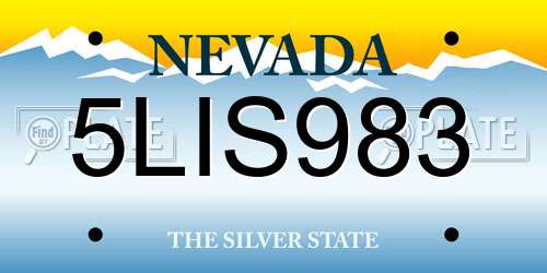5LIS983 Nevada License Plate