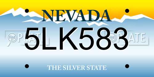 5LK583 Nevada License Plate