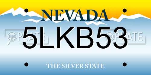 5LKB53 Nevada License Plate
