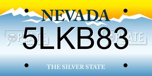 5LKB83 Nevada License Plate