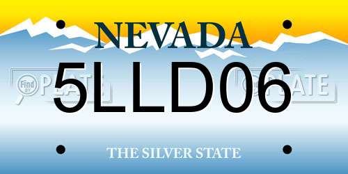 5LLD06 Nevada License Plate