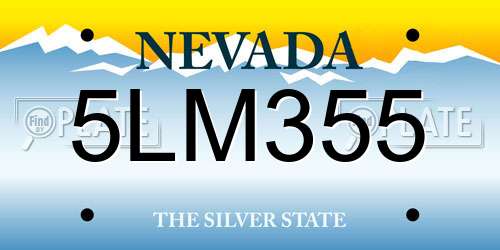 5LM355 Nevada License Plate