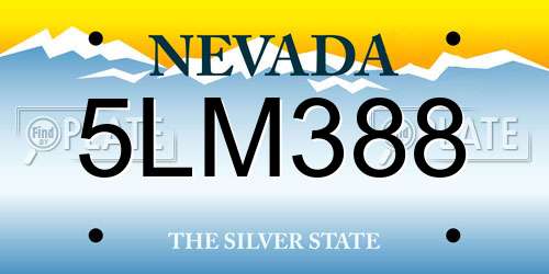 5LM388 Nevada License Plate