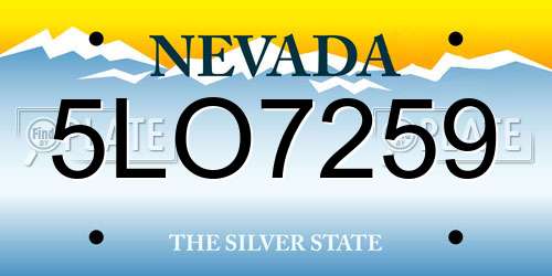 5LO7259 Nevada License Plate