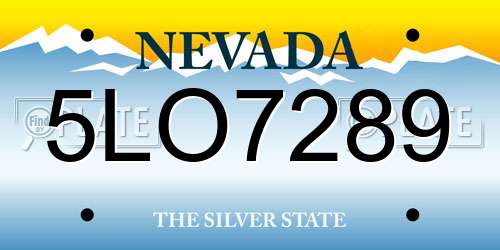 5LO7289 Nevada License Plate