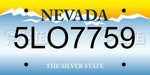5LO7759 Nevada License Plate