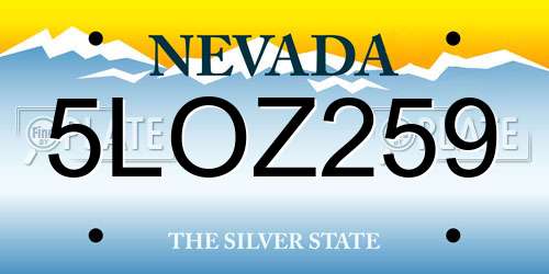 5LOZ259 Nevada License Plate
