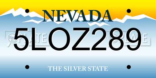 5LOZ289 Nevada License Plate