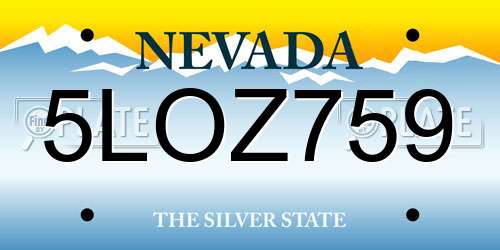 5LOZ759 Nevada License Plate