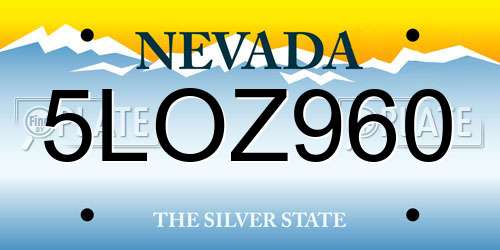 5LOZ960 Nevada License Plate