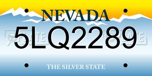 5LQ2289 Nevada License Plate