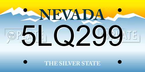 5LQ299 Nevada License Plate