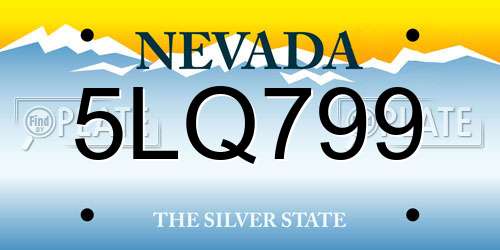 5LQ799 Nevada License Plate