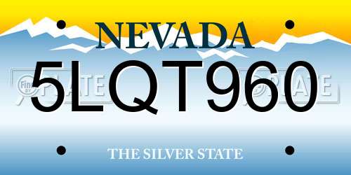 5LQT960 Nevada License Plate