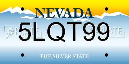 5LQT99 Nevada License Plate
