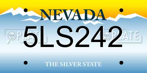 5LS242 Nevada License Plate