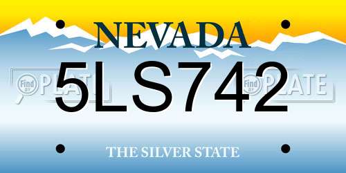 5LS742 Nevada License Plate