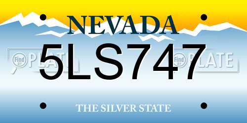 5LS747 Nevada License Plate