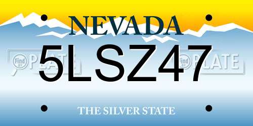 5LSZ47 Nevada License Plate