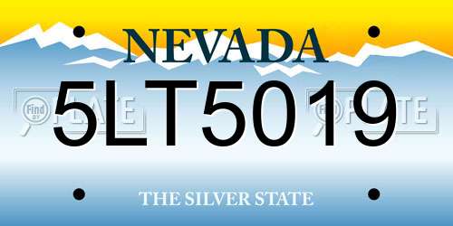5LT5019 Nevada License Plate