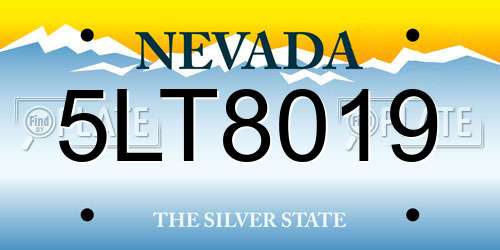 5LT8019 Nevada License Plate