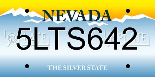 5LTS642 Nevada License Plate