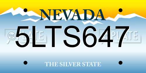 5LTS647 Nevada License Plate