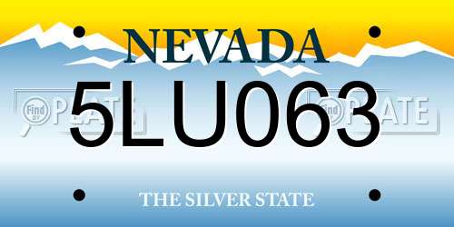 5LU063 Nevada License Plate