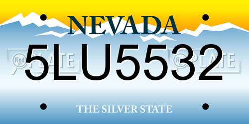 5LU5532 Nevada License Plate