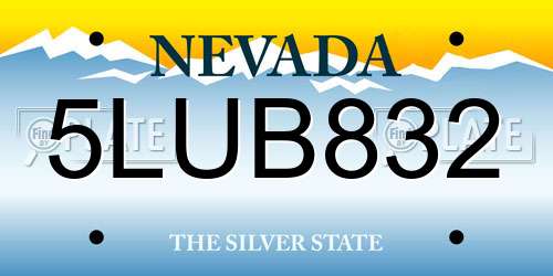 5LUB832 Nevada License Plate