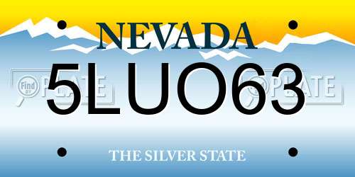 5LUO63 Nevada License Plate