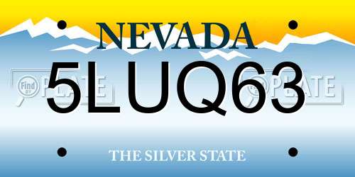 5LUQ63 Nevada License Plate