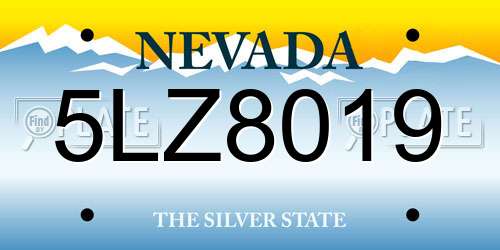 5LZ8019 Nevada License Plate