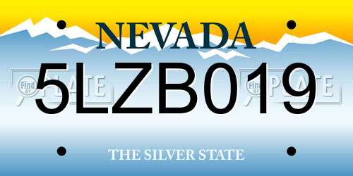 5LZB019 Nevada License Plate