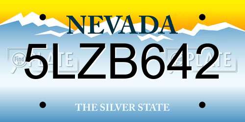 5LZB642 Nevada License Plate