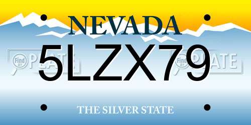 5LZX79 Nevada License Plate