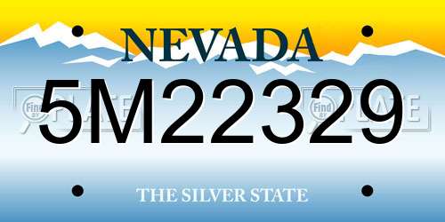 5M22329 Nevada License Plate