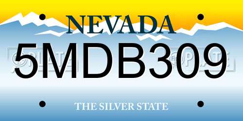 5MDB309 Nevada License Plate
