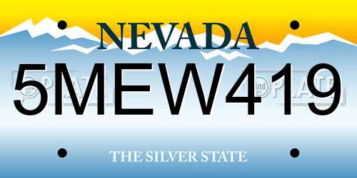 5MEW419 Nevada License Plate