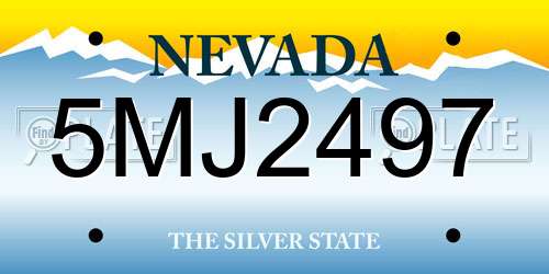 5MJ2497 Nevada License Plate