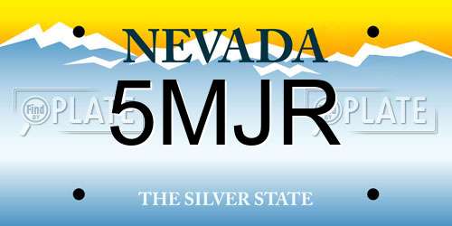 5MJR Nevada License Plate